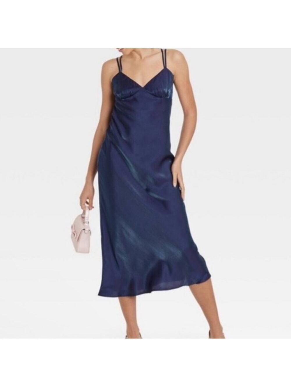 Wild Fable NWT Women's Shimmery Blue Spaghetti Strap Maxi Dress Size XS